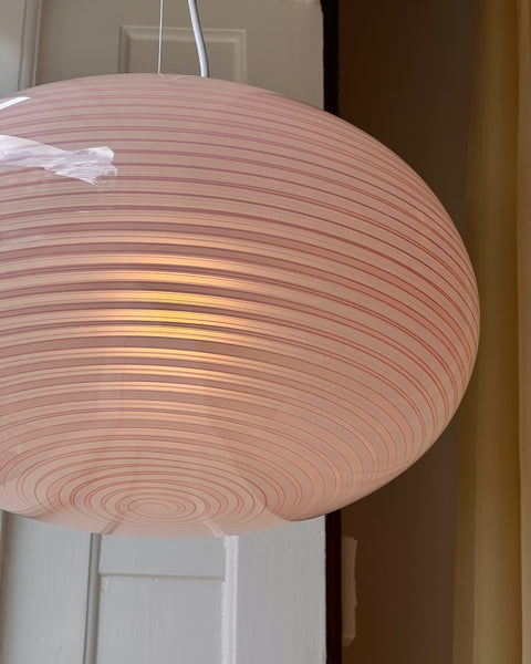 Vintage oval pink / white swirl Murano ceiling lamp (D50)