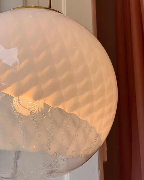 Vintage Murano white/clear Anemone ceiling lamp