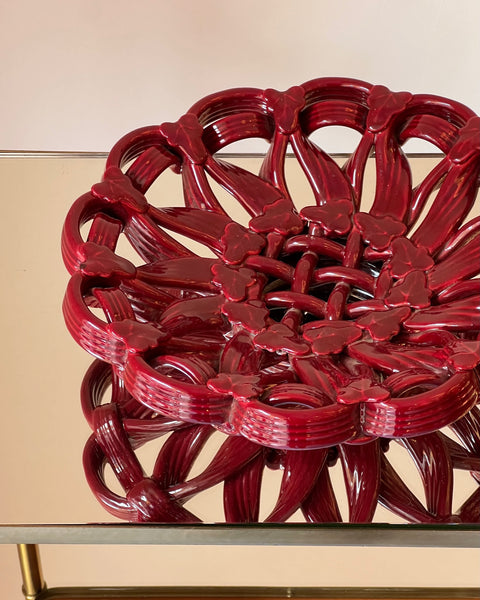 Vintage red ceramic basket