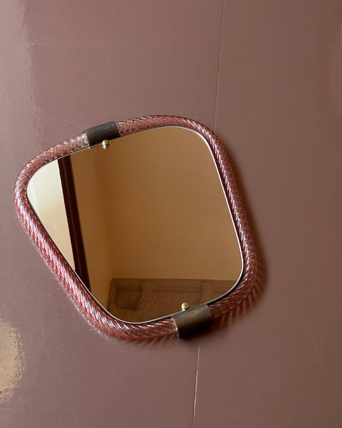 Vintage Italian mirror with pink glass frame