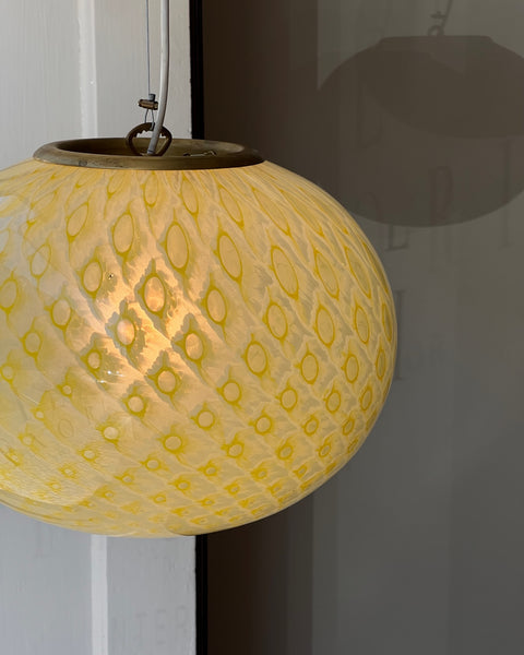 Vintage oval yellow dotted Murano ceiling lamp (D35)