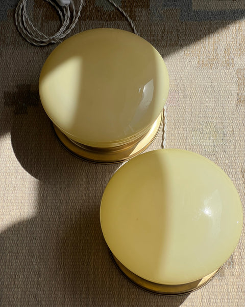 Vintage Murano opal yellow ceiling/wall lamp