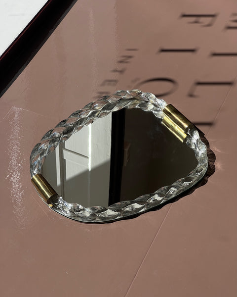 Vintage Italian mirror with twisted clear glass frame