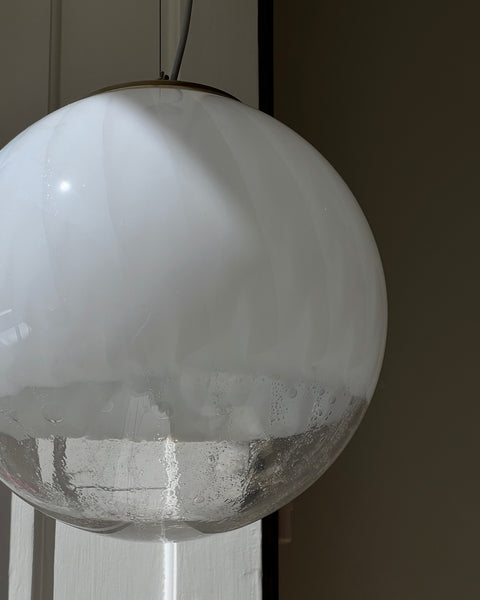 Vintage white clear Murano ceiling lamp (D35)
