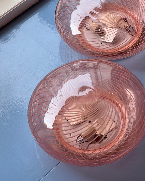 Vintage Murano pink/clear ceiling/wall lamp (D38) (2 available)