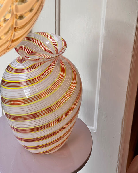 Vintage yellow / red / white swirl Murano vase