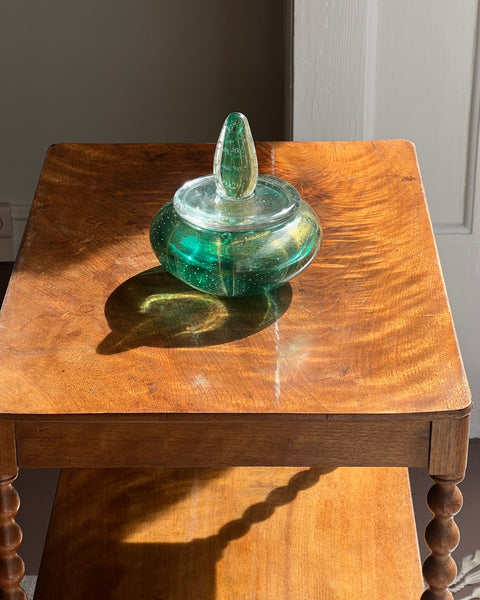 Vintage large green Murano bonbonniere