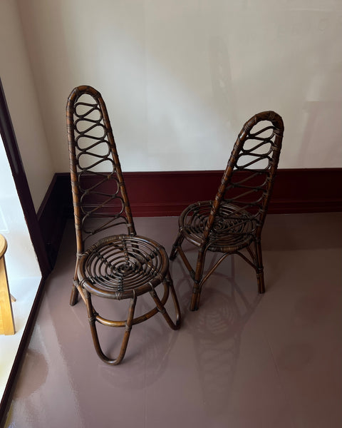 Vintage dark rattan/bamboo chair, Italy, 1960s (2 available)