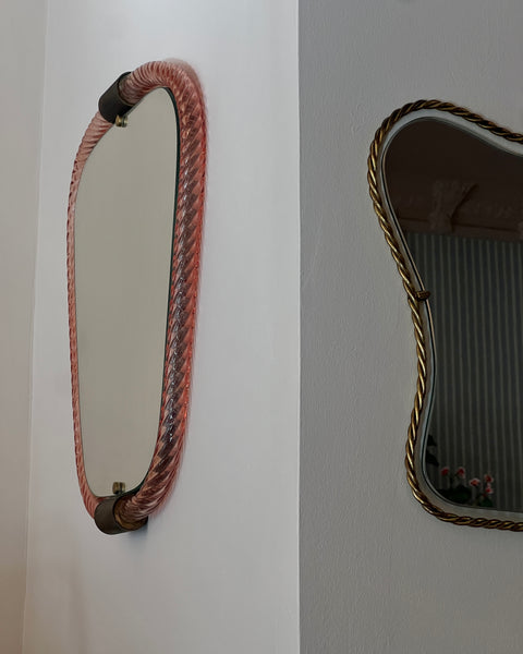Vintage Italian mirror with pink glass frame