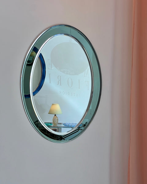 Vintage Green Oval Italian Mirror