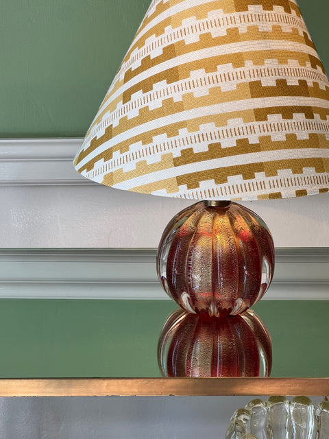 Vintage red/golden Murano table lamp (incl. lampshade)
