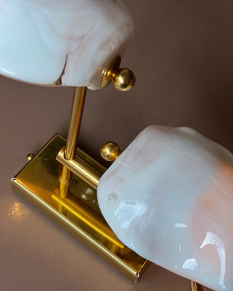 Vintage milky white/pink Murano double wall lamp