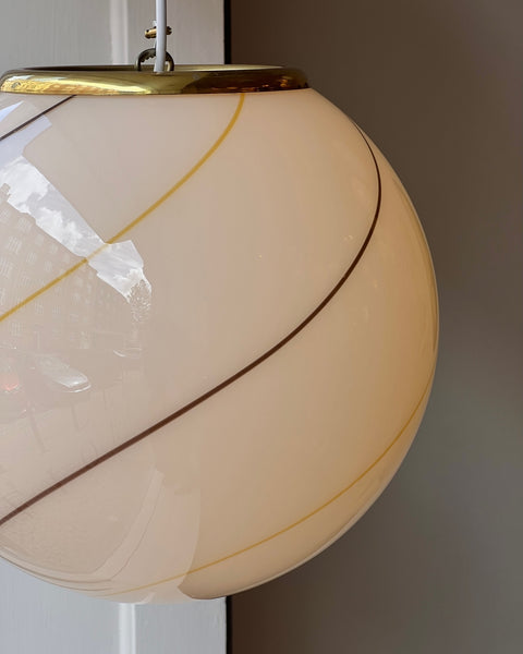 Vintage creme / brown / golden swirl Murano ceiling lamp (D35)