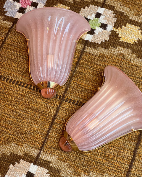 Vintage pink / shimmer Murano wall lamp