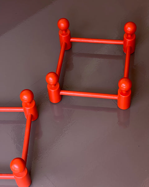 Vintage red wooden coat rack (2 available)