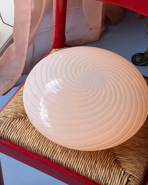 Vintage Murano white swirl ceiling/wall lamp (D36)