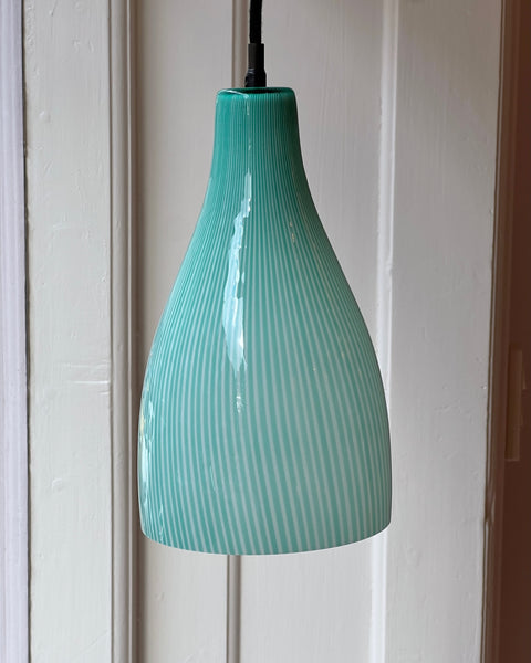 Vintage Massimo Vignelli green vertical stripes Venini Murano ceiling lamp
