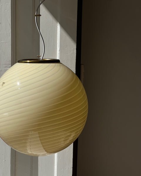 Vintage yellow/cream swirl Murano ceiling lamp (D45)