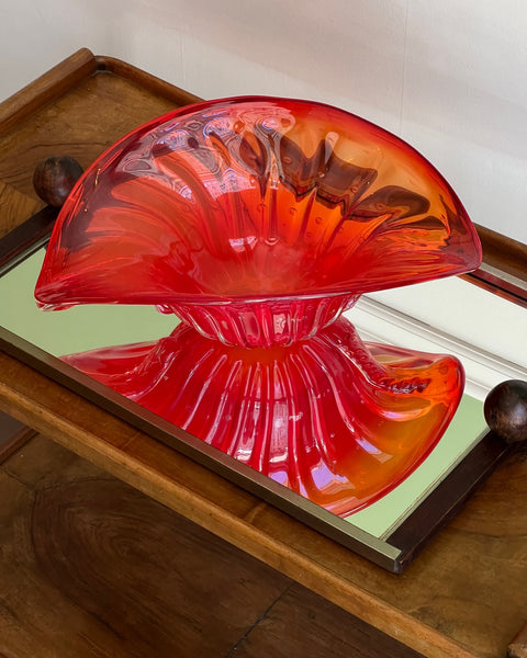 Vintage orange-red Murano shell/bowl
