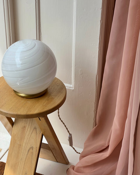 Vintage white swirl Murano table lamp