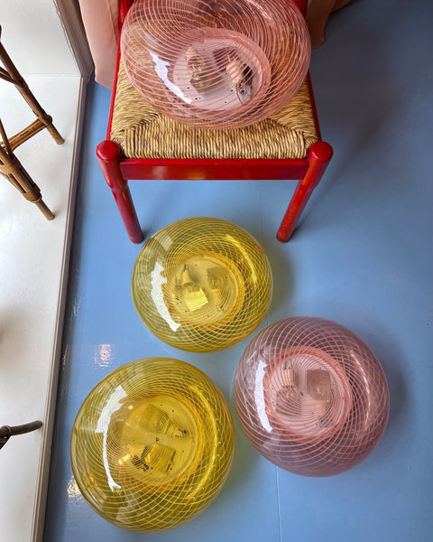Vintage Murano pink/clear ceiling/wall lamp (D38) (2 available)