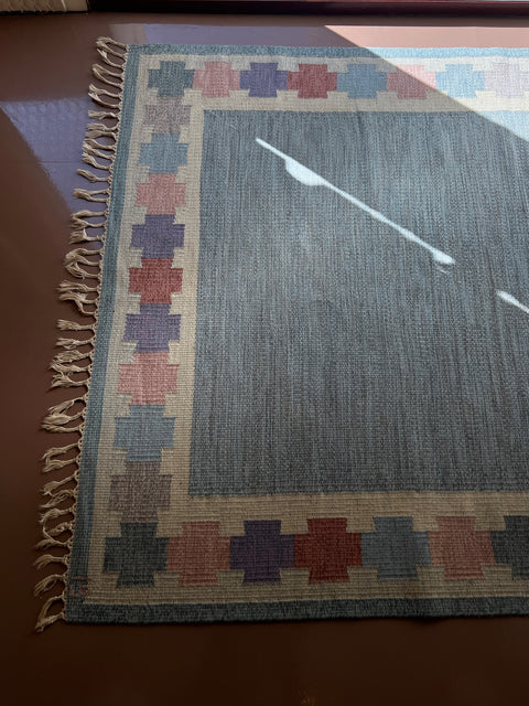 Vintage flat weave rug by Ingegerd Silow (IS)