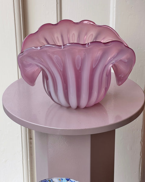 Vintage opal pink Murano shell bowl
