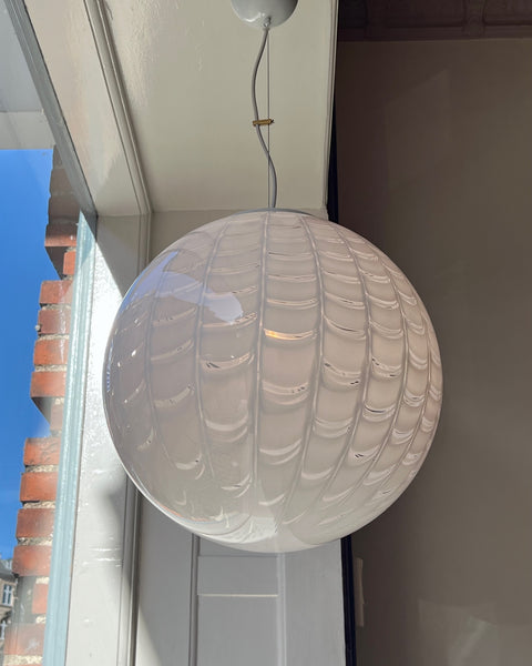 Vintage round white pattern Murano ceiling lamp (D40)