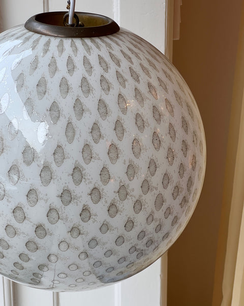 Vintage round white/black dotted Murano ceiling lamp (D40)
