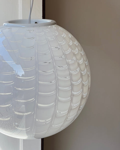 Vintage round white pattern Murano ceiling lamp (D40)