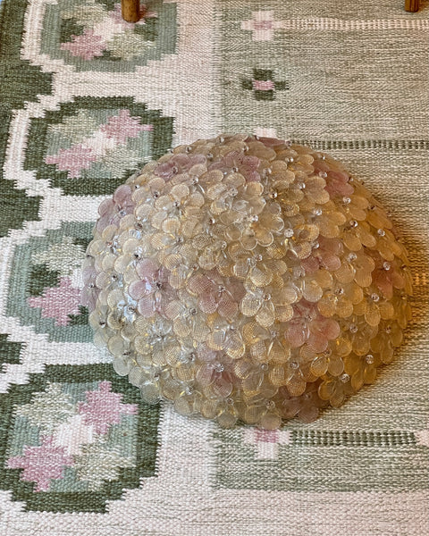 Vintage pink/clear/golden Murano flower ceiling/wall lamp (D46)