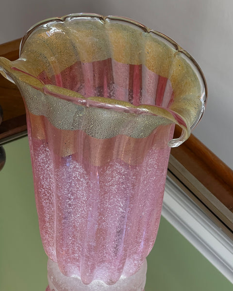 Vintage pink/golden Murano vase