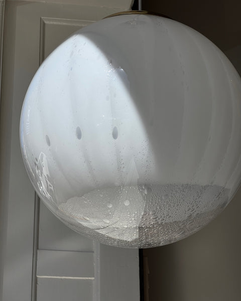 Vintage white clear Murano ceiling lamp (D40)