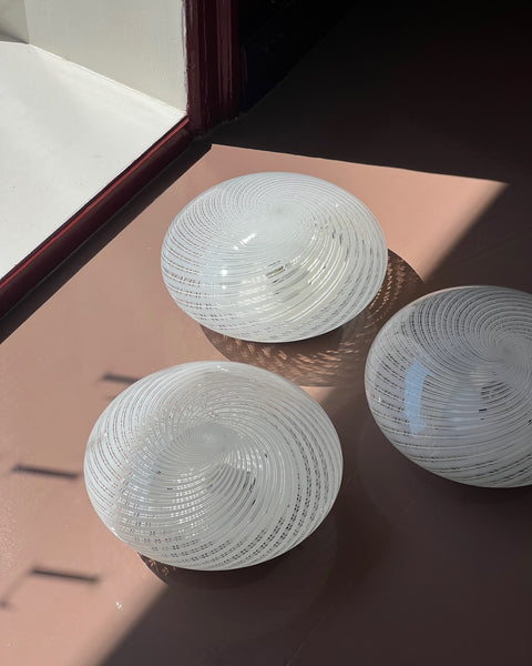 Vintage Murano clear/white swirl ceiling/wall lamp (D30) (3 available)