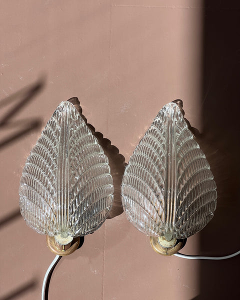 Vintage Murano leaf wall lamp