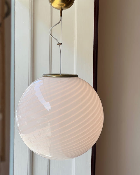 Vintage Murano white swirl ceiling lamp (D40)