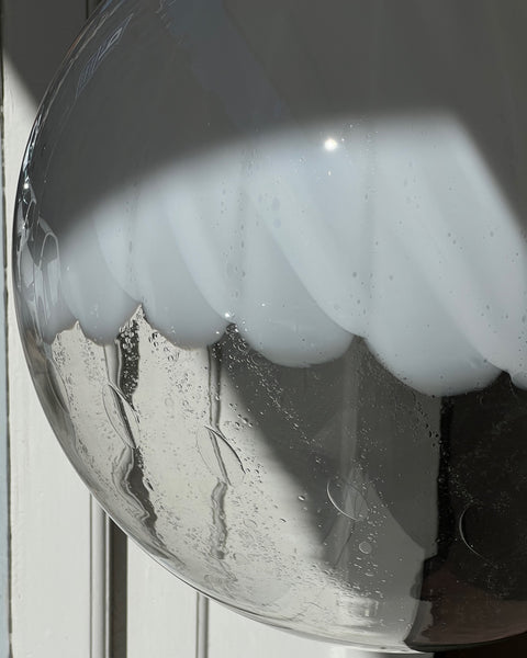 Large vintage white clear Murano ceiling lamp (D50)