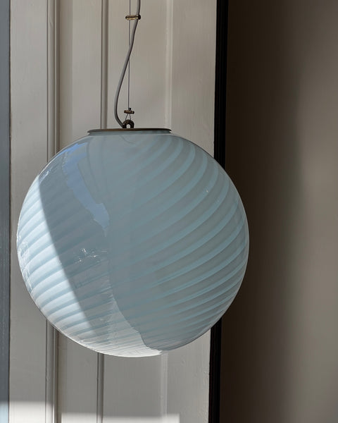 Vintage Murano light blue swirl ceiling lamp (D40)