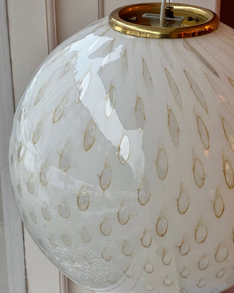 Vintage round white/golden dotted Murano ceiling lamp (D45)