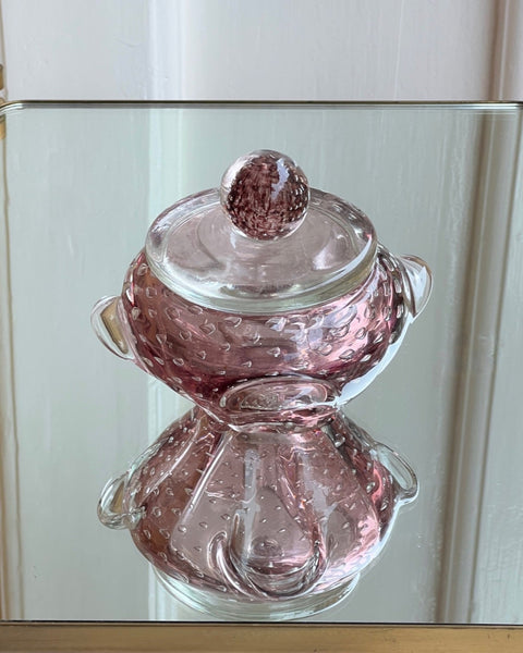 Vintage purple / clear Murano bonbonniere