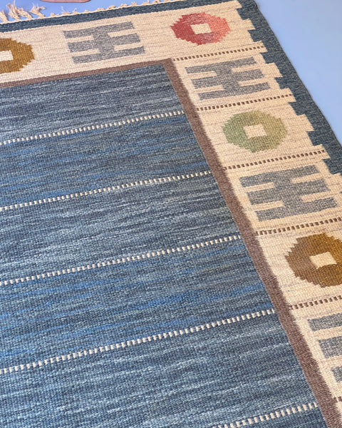 Vintage flat weave rug by Anna-Greta Sjöqvist (AGS)