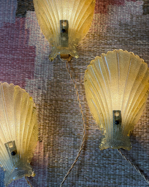 Vintage golden Murano shell wall lamps (4 available)