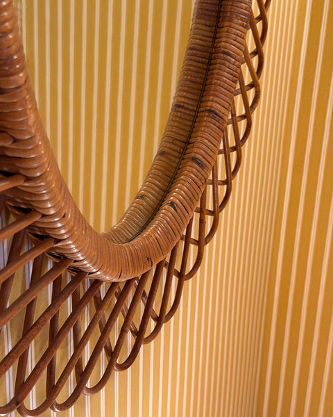 Vintage Italian mirror with rattan frame