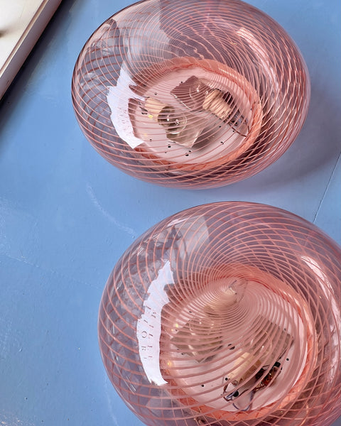 Vintage Murano pink/clear ceiling/wall lamp (D38) (2 available)