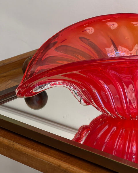 Vintage orange-red Murano shell/bowl