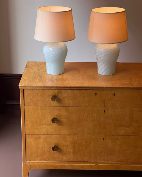 Vintage light blue swirl Murano table lamp (1 available) (Medium)