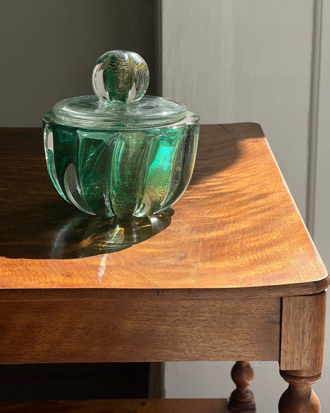 Vintage green Murano bonbonniere