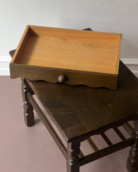 Vintage wooden side table with wavy/scalloped details