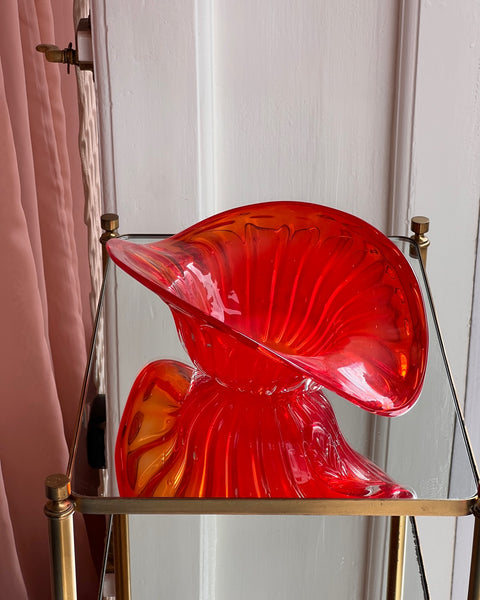 Vintage orange-red Murano shell/bowl