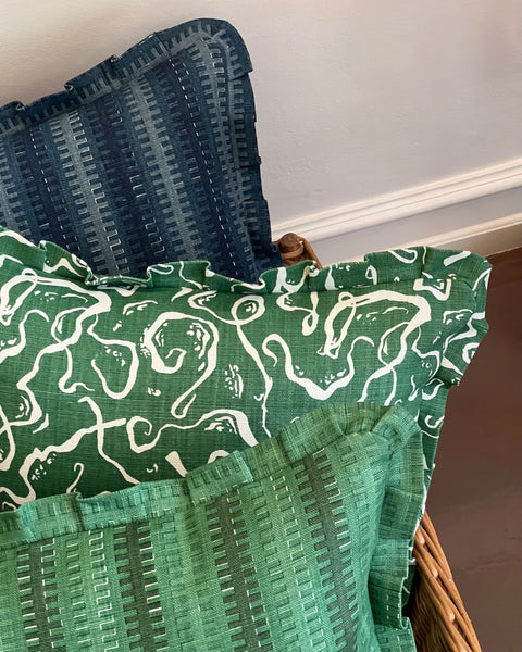 Karin’s Dress ruffled cushion - Sundborn Green